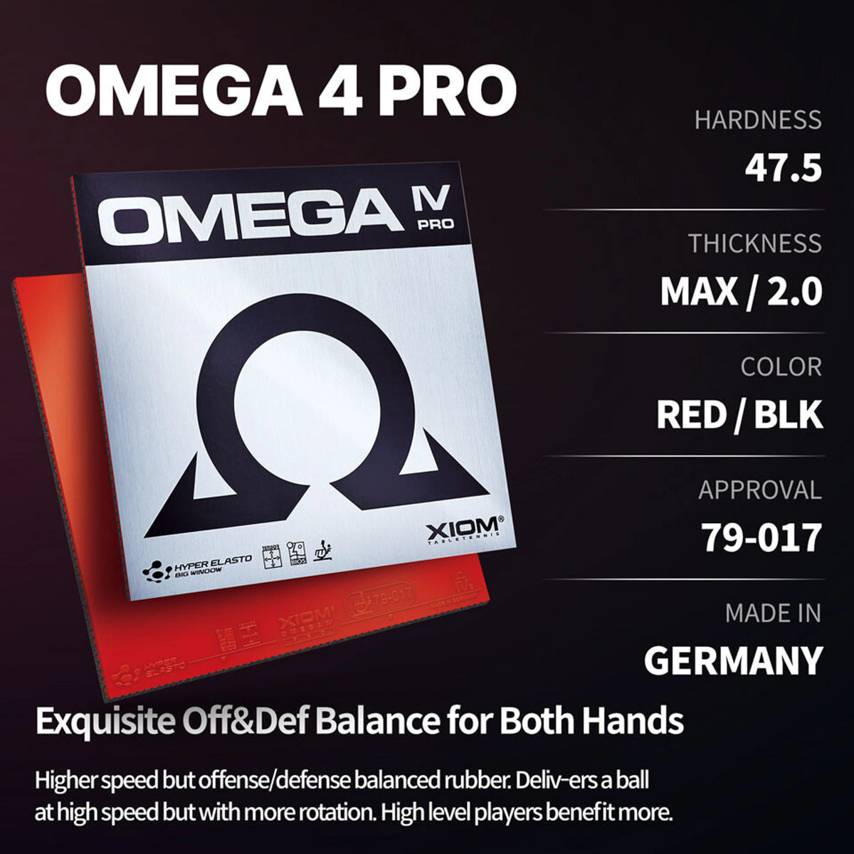 Xiom Omega 4 Pro Table Tennis Rubber