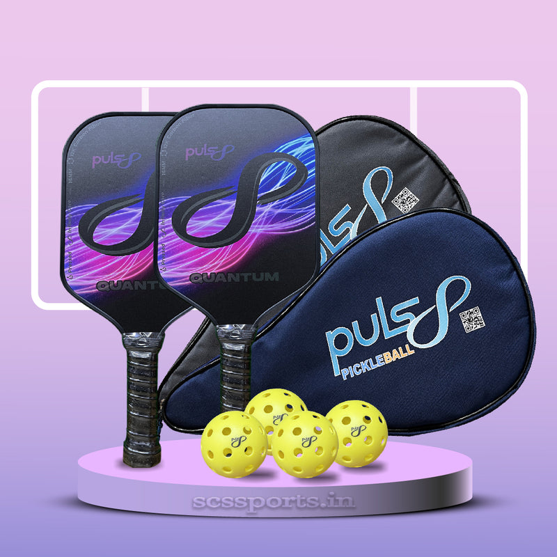 Load image into Gallery viewer, Puls8 Quantum 12K Carbon Pickleball Paddle (2 Paddles + 2 Cover Bag + 4 Balls)
