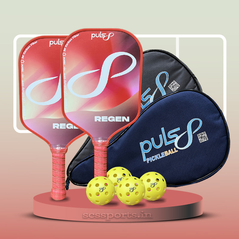 Load image into Gallery viewer, Puls8 Regen 3K Carbon Pickleball Paddle (2 Paddles + 2 Cover Bag + 4 Balls)
