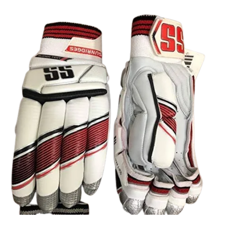 Load image into Gallery viewer, SS White/Red Super Test Cricket Batting Gloves
