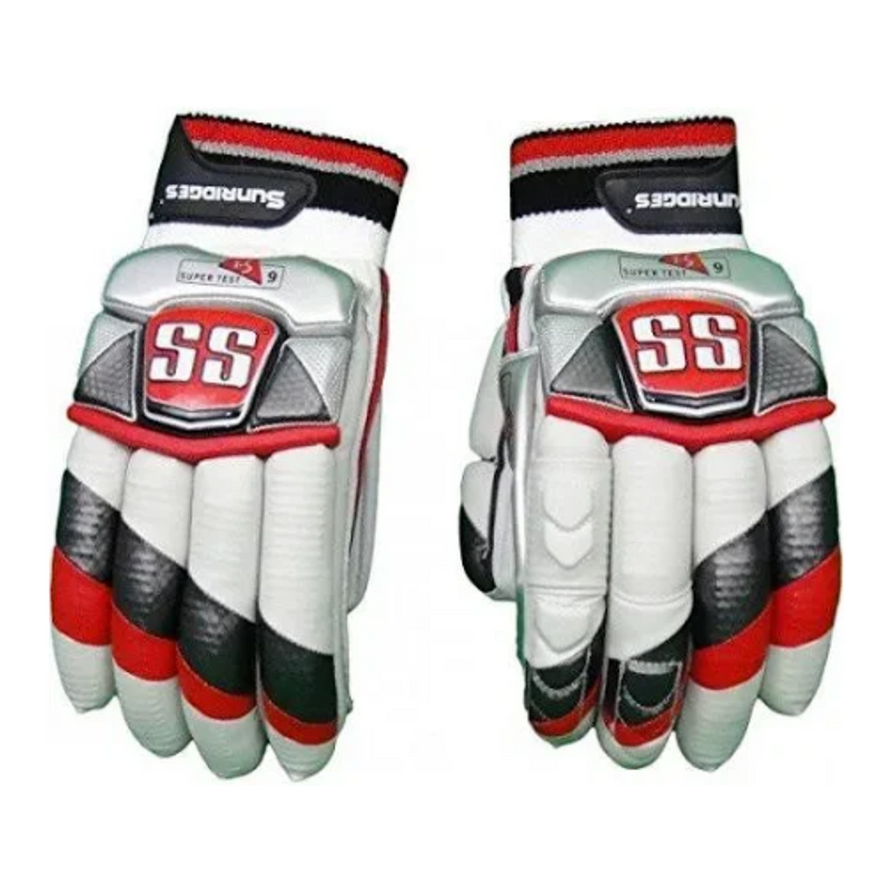Load image into Gallery viewer, SS White/Red Super Test Cricket Batting Gloves
