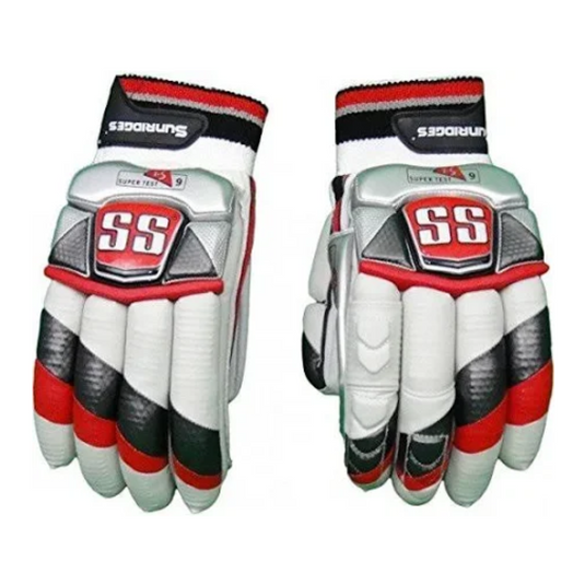 SS White/Red Super Test Cricket Batting Gloves