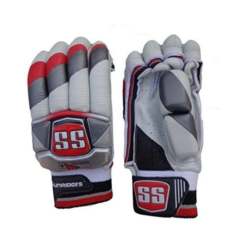 Load image into Gallery viewer, SS White/Red Super Test Cricket Batting Gloves
