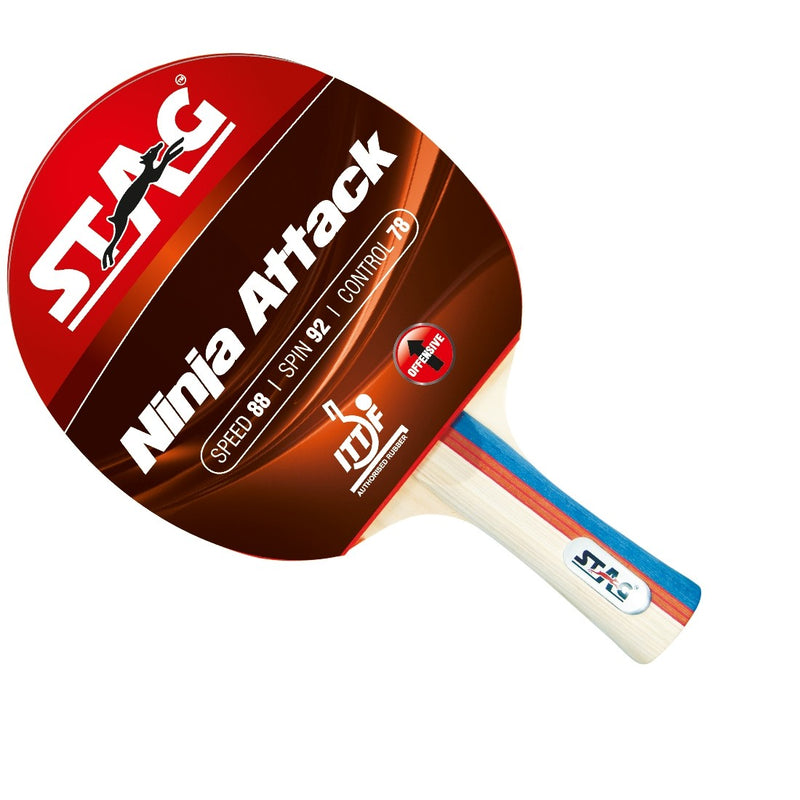 Load image into Gallery viewer, Stag Ninja Attack Table Tennis Bat Side Photo
