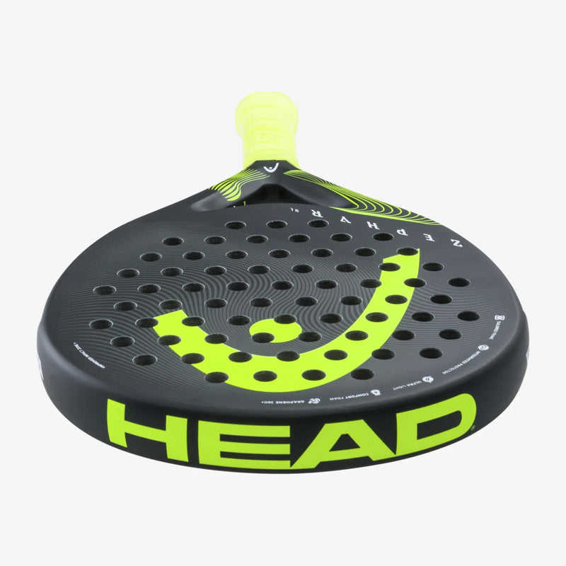 Load image into Gallery viewer, Head Zephyr UL 2023 Padel Racquet black yellow top view
