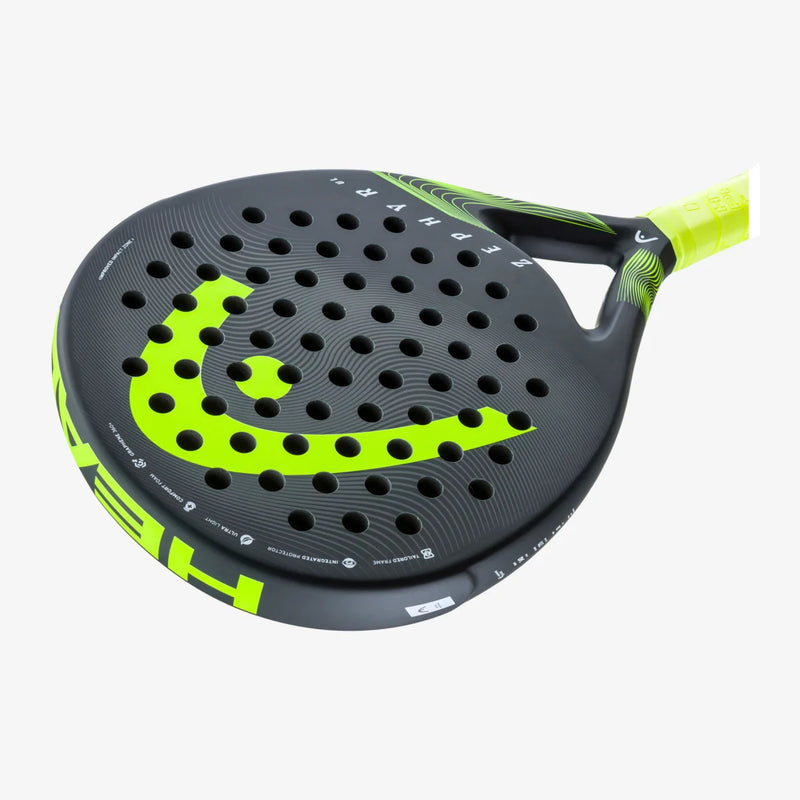 Load image into Gallery viewer, Head Zephyr UL 2023 Padel Racquet black yellow close view
