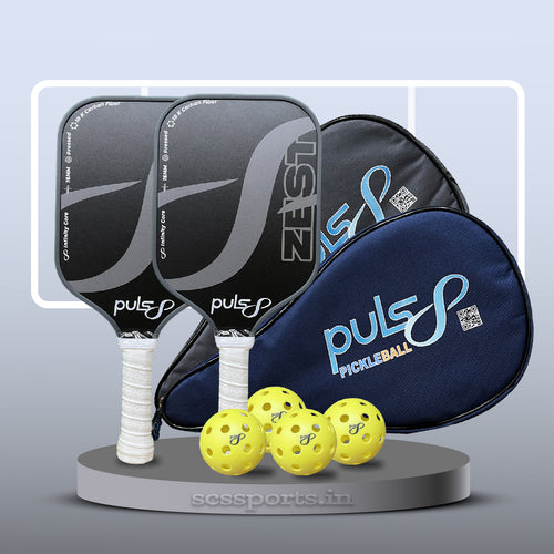 Puls8 Zest 18K Carbon Pickleball Paddle (2 Paddles + 2 Cover Bag + 4 Balls)